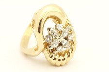 14k yellow gold 0.32ctw diamond swirl band ring size 5.5 6.80g vintage estate picture