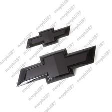 New 2021-2026 Suburban Tahoe Front & Rear  Gloss Black Bowtie Emblems Kit OEM picture