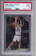 1998 Topps Chrome VINCE CARTER #199 PSA 9 HOF Set Registry Raptors Rookie RC picture