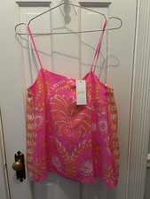 NWT Lilly Pulitzer Jesslyn Pink Breezy Palm Engineered Print Cami Top Size 10 picture