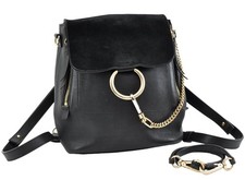 Authentic Chloe Faye 2Way Shoulder Backpack Purse Leather Suede Black AB944 picture