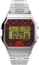 Timex 80 TW2V30000 Space Invaders Unisex Digital Chronograph Watch Silver-Tone  picture