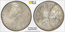 1889 B S&W- 6.111 Incuse INDIA Rupee MS62 PCGS graded picture