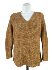Pure J Jill Women's Yellow Knit V-Neck Long Sleeve Sweater - S picture