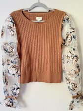 Maeve Romantic Floral Ruffle Sleeve Sweater | Size M picture