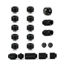 G1/4 14mm Hard Tube Compression Fitting Bundle 20PCS Black PC Water Cooling picture