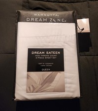 New Wamsutta Dream Zone Sateen White 400 TC 4 Piece Cotton Queen Sheet Set picture