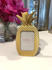 LILLY PULITZER PINEAPPLE GOLD METAL PHOTO PICTURE MINI FRAME *LIMITED EDITION* picture