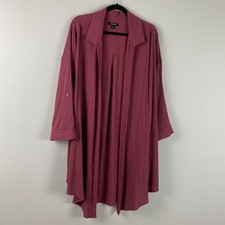Torrid Oversized Shirt Kimono Size 2X Open Front Dusty Rose Roll Tab Sleeve picture