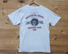 Vintage Grateful Dead 1987 Summer Tour T-Shirt White Distressed All Size BTH109 picture
