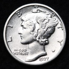 1927 Mercury Silver Dime Nice AU  picture