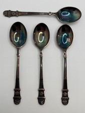 Set of 4 Antique 1885 Edward Hutton Victorian Sterling Silver Demitasse Spoons picture