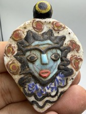 Ancient Unique Rare Phoenician Glass Face Amulet Rare picture