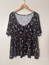 NWT Torrid Womens Super Soft Knits Floral Shirt Size 2 Black Stretchy 18-20 picture
