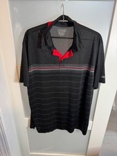 Izod Mens Extreme Function Performance Polo Shirt XL Black/Red Stripes     19-27 picture