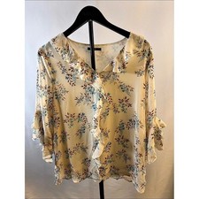 Vintage Gahar Floral Ruffle Blouse in Yellow & Blue Large picture