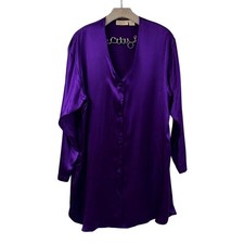 Victorias Secret 100% Silk Shirt Medium V Neck Purple Vintage Shiny Beautiful picture