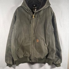 Vintage Carhartt J130 MOS Active Jacket Moss Green Duck Canvas Thermal Lined XL picture