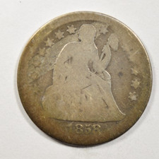 1858-S SEATED LIBERTY DIME ~ CLEAR DATE & BOLD MINT MARK SO RARE    INV#1 picture