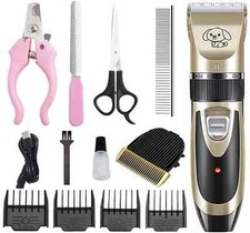 Dog Cat Pet Grooming Kit Rechargeable Cordless Electric Hair Clipper Trimmer Set picture