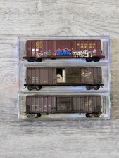 Micro-Trains N-Scale Custom Decaled/Weathered 50' Box Car Set (3) picture