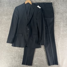 J Crew Thompson Men’s 2-Piece Suit Slim Solid Black Wool 36S / 30x32 NEW w/Tags picture