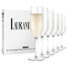 LAURANT Crystal Clear Plastic Champagne Flutes 6.25oz Set of 6 BPA Free USA picture