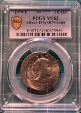 1979-P Susan B. Anthony Struck 15 % Off Center Error. PCGS MS62 picture