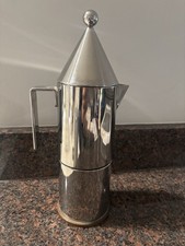Alessi La Conica Stainless Steel Silver Stovetop Espresso Maker w/ Filter 1980s picture