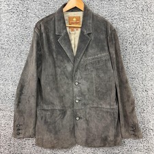 The Territory Ahead Jacket Mens Large Gray Suede Leather Blazer Sport Coat picture