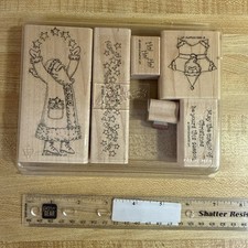 1999 Stampin’ Up Star Santa Set of 6 Rubber Stamps Christmas Holiday Ref284 picture