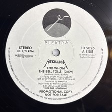 Metallica For Whom The Bell Tolls LP 1984 US ED5026 Rare White Lable Promo VG+ picture