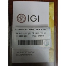 0.97ct Emerald Cut Lab Grown Diamond DVVS2 IGI Certified Loose Stone LG655420424 picture