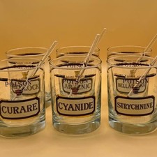 Vintage Cera Glass Name Your Poison Double Old-Fashioned Rocks Glasses picture