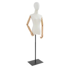 Adjustable Height Female Mannequin Dress Form with Linen Cover & Posable Arms picture