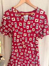 Cottagecore Talbots Dress Size L Red Floral Print Cotton Short Sleeve Vintage picture