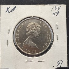 1971 Isle of Man 10 New Pence Elizabeth II KM#23 Copper-Nickel BU BN 0.5 picture