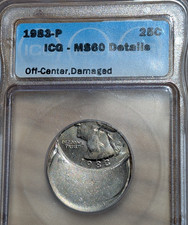 1983 Washington Quarter Struck 60% Off-Center ICG MS60 Details Mint Error picture