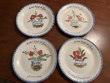 VTG  4 Blue Ridge Pottery Language Of Flowers Plates 8.25