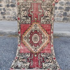 Turkish Vintage Small Rug 45 x 89cm Handmade Bath Mat 1.48 x 2.92 ft picture