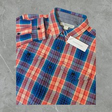 NEW Outerknown Blanket Shirt Men Small Button Long Sleeve Watermelon Plaid Red picture