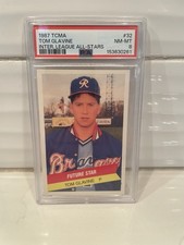 1987 TCMA International League Tom Glavine #32, PSA8 NM-MINT, POP 38, RARE picture