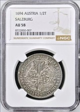 1694 Austria Salzburg Silver 1/2 Thaler - NGC AU 58  *POP:13* [KM #253] picture