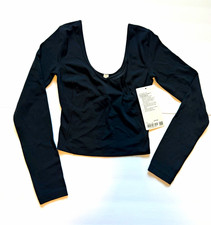 lululemon Align Long Sleeve Cropped Top Scoop Neck Black Women's Size 2 picture