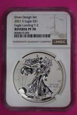 2021 S T2 Reverse Proof Silver Eagle PF 70 One Coin From Design Set NGC Slab 88 picture
