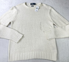 Vintage Polo Ralph Lauren Knit Sweater Mens L Ivroy Linen Cotton Silk Rollneck picture