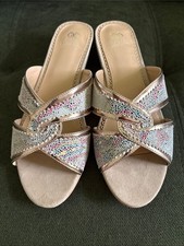 Rara Avis Multicolored Leather Slip On Rose Gold w/ Crisscross Strap Shoes picture