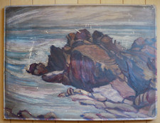 ADELE WATSON, LISTED CALIFORNIA CA SEASCAPE COAST COASTAL PLEIN AIR VINTAGE OIL picture