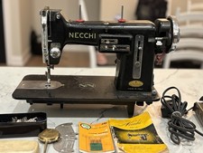 Vintage Necchi BU Sewing Machine Made Italy Pedal Manual Accessories WORKING picture