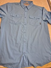 Columbia PFG Shirt Mens Medium Aqua Blue Short Sleeve Fishing 🎣 Button Up  picture